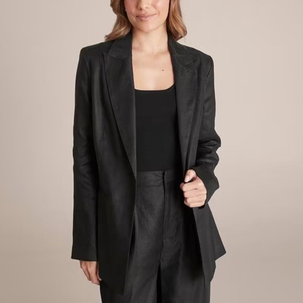 NWT Banana Republic Lina Relaxed Linen Blazer Black size 6 Minimalist Classic